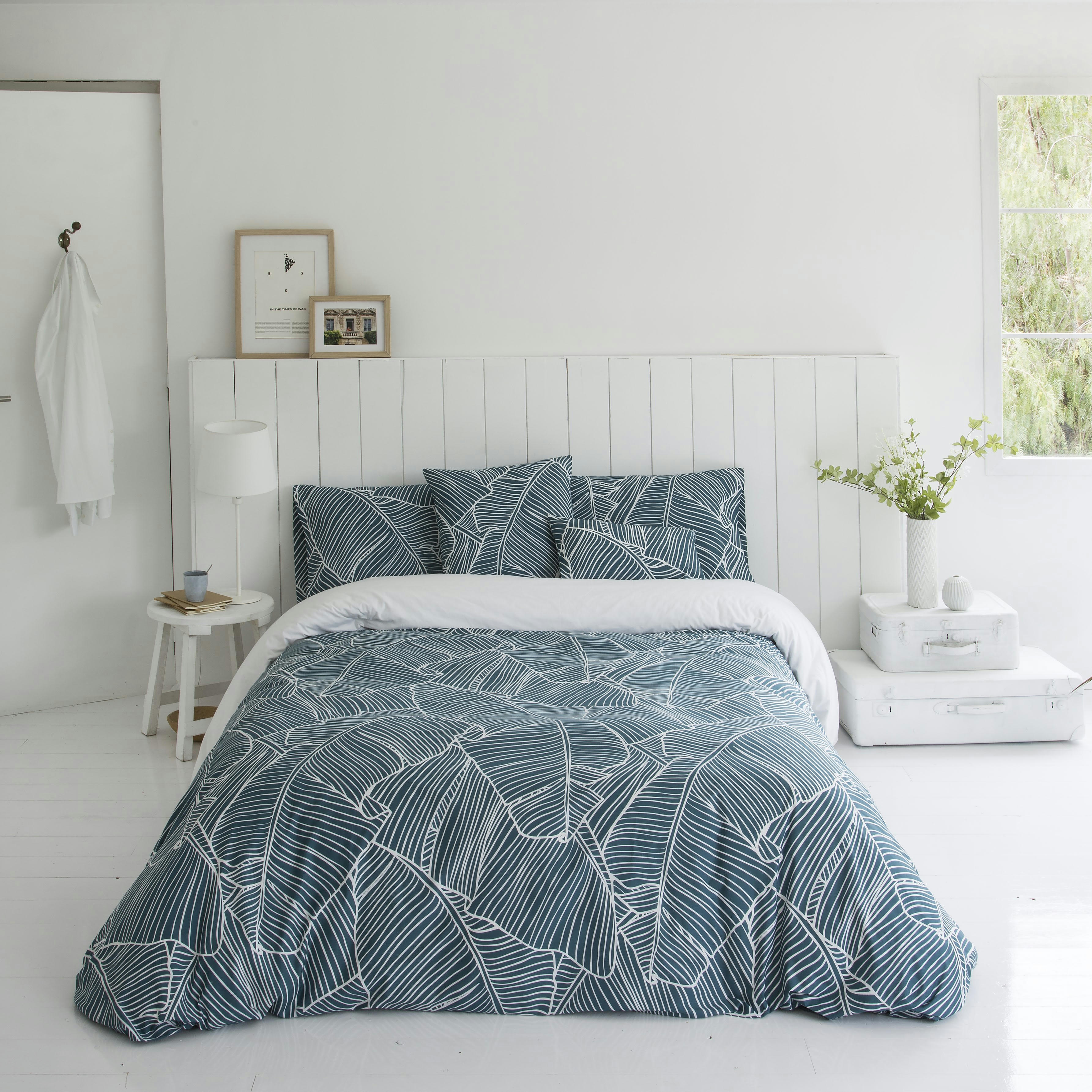BANAMA - Housse de couette imprimé en percale Coton Bleu 220x220 cm
