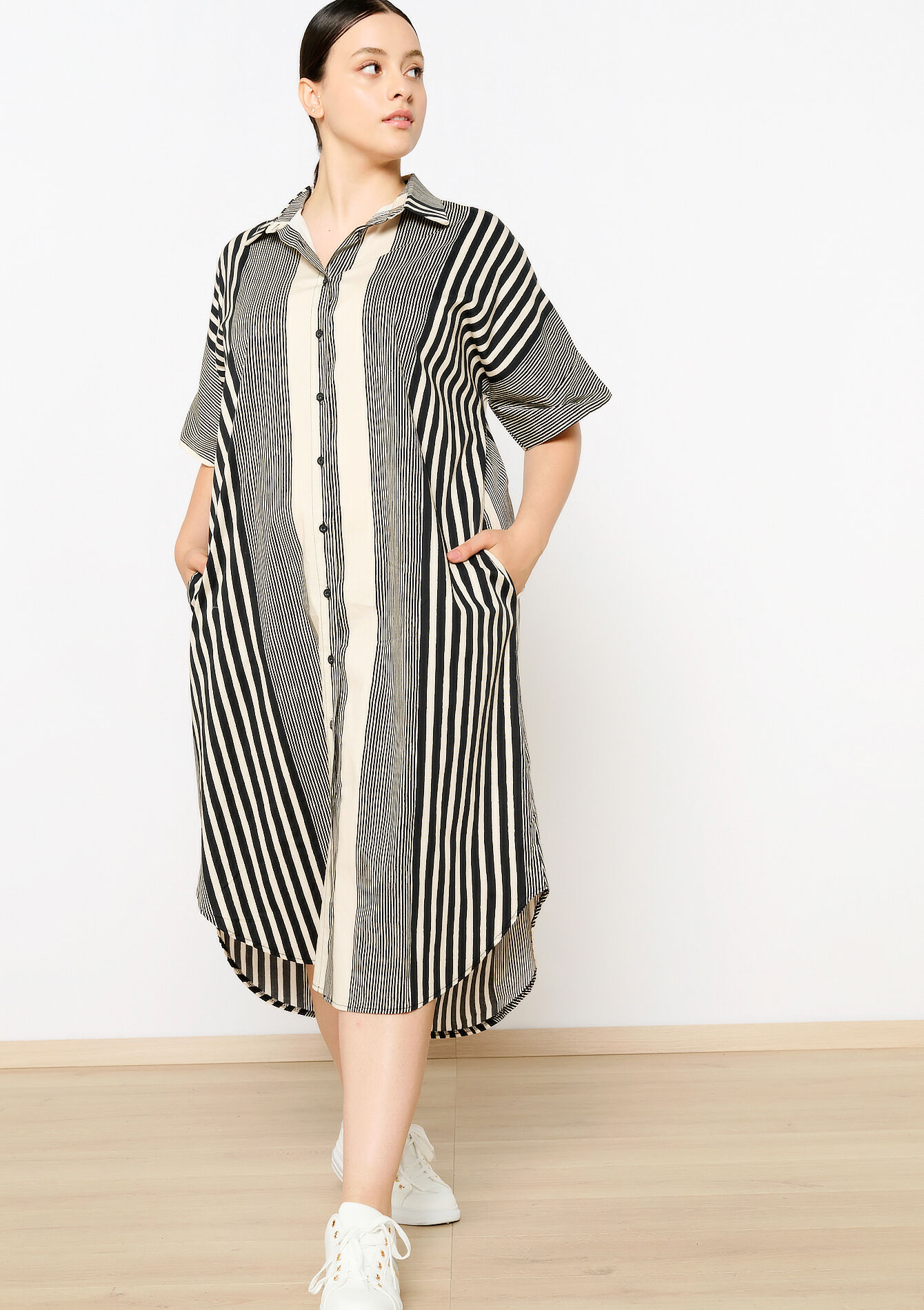 Midi hemdjurk met strepen
