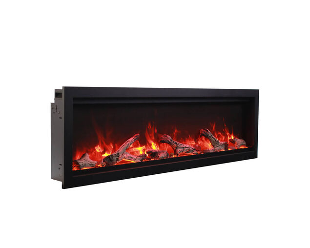 Amantii Smart 34" Clean face Electric Built-in with log and glass, black steel surround