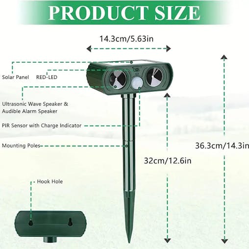 NNETM Emerald Solar Ultrasonic Animal Repellent
