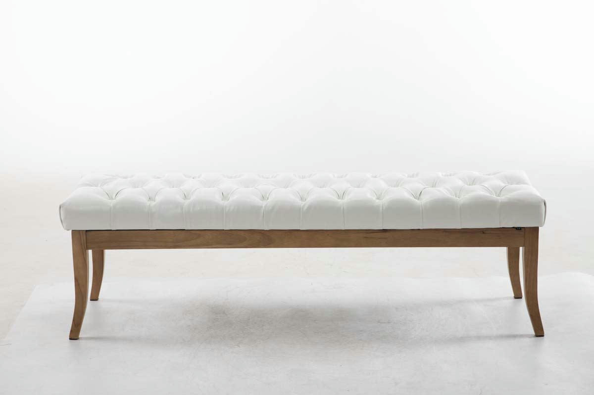 RAMSES - Banquette avec pieds en bois assise en similicuir Blanc