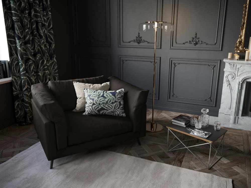 CAMILLE - Fauteuil 1 place XL en cuir noir