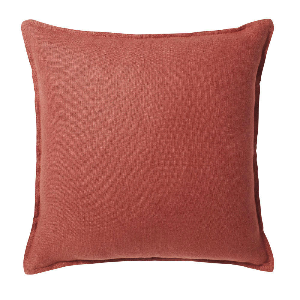 - Coussin en lin lavé terracotta 45x45