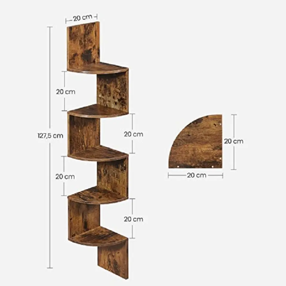 Dok Home - Wandplank - 5 planken - Vintage - Donkerbruin