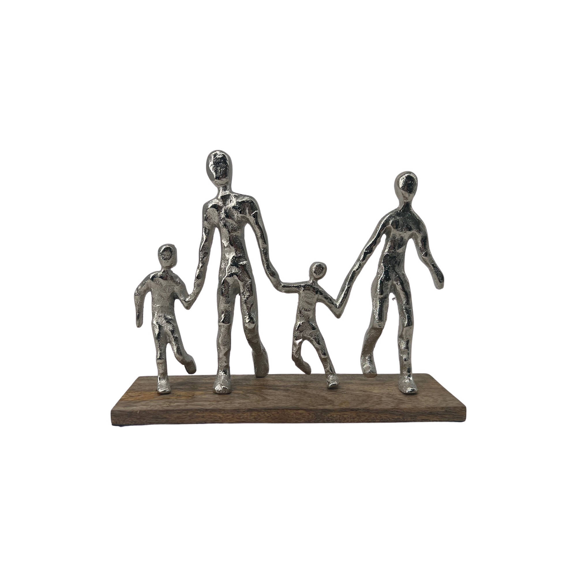 Statuette 4 personnages, aluminium martelé
