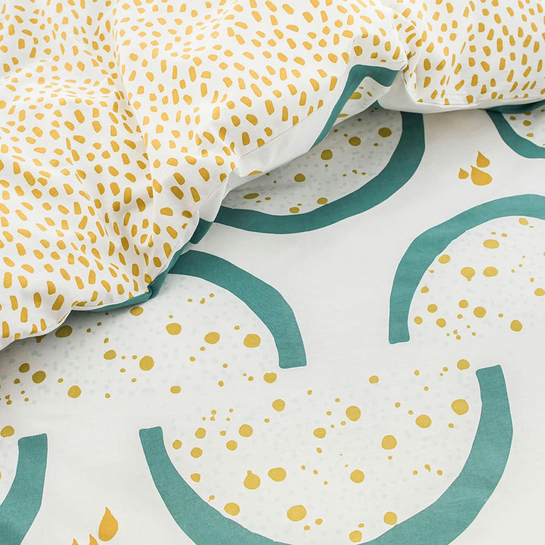 GUADALUPE - Parure de lit 2 personnes imprimé en Coton Blanc 220x240 cm