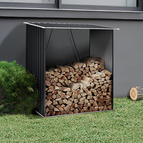 Abri Buches Métal 1,38 m² Timber - Avec plancher ventilé - Montage facile - Renforts arrière robuste - Toit plat
