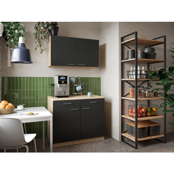 Pantry-Küche »Merle«, BxHxT: 100 x 200 x 200 cm, schwarz
