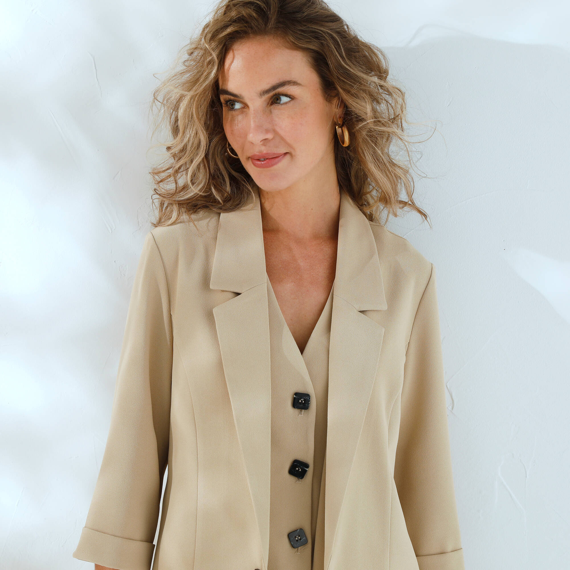 Veste manches 3/4, cr&ecirc;pe fluide
