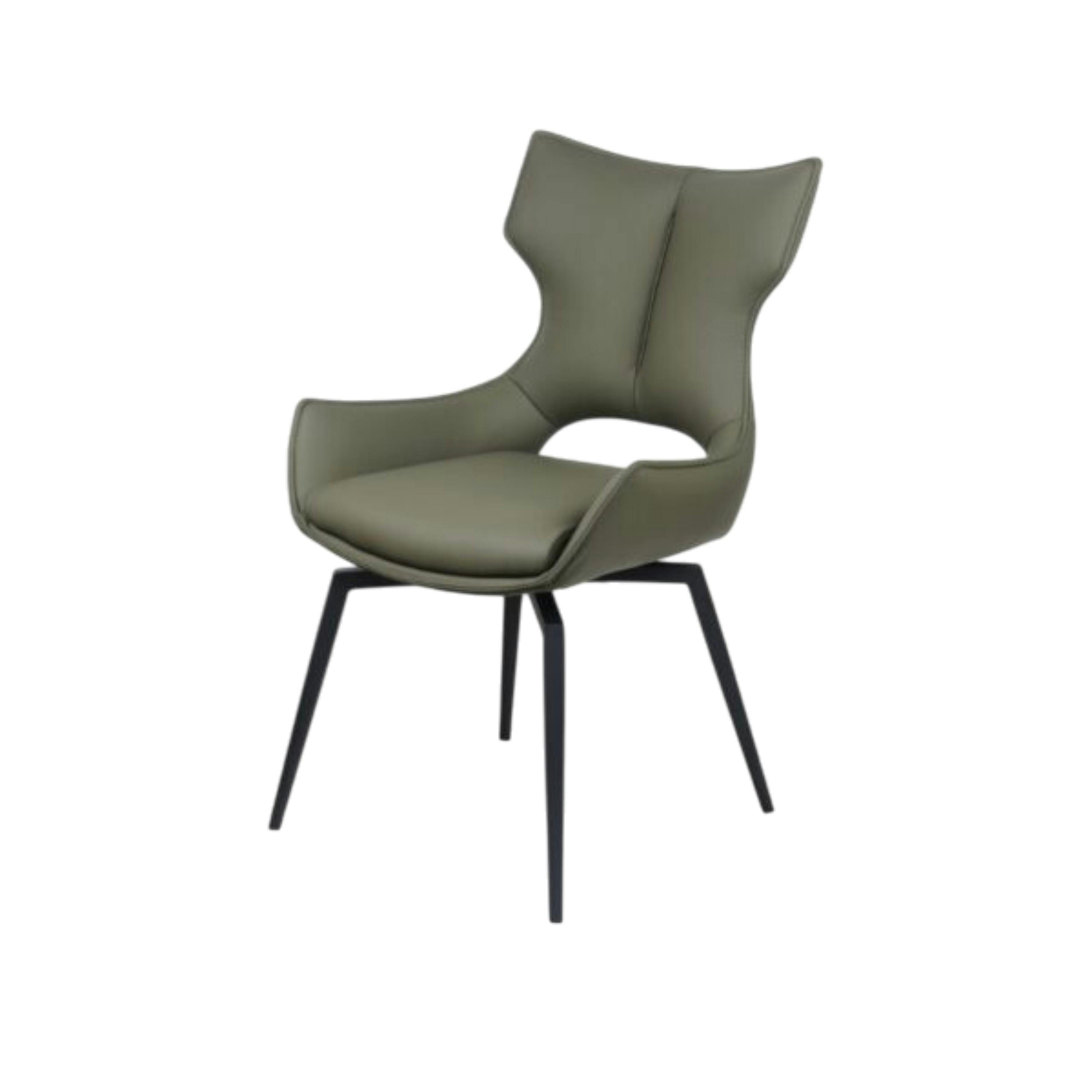 Chaise pivotante cuir vert dossier ouvert (lot de 2) LOMBARDIE