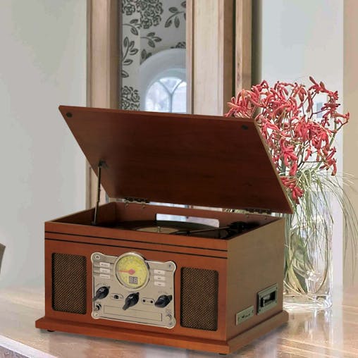 Vinyl, Turntable, Wireless Streaming CD Player in 1 Retro Music Centre