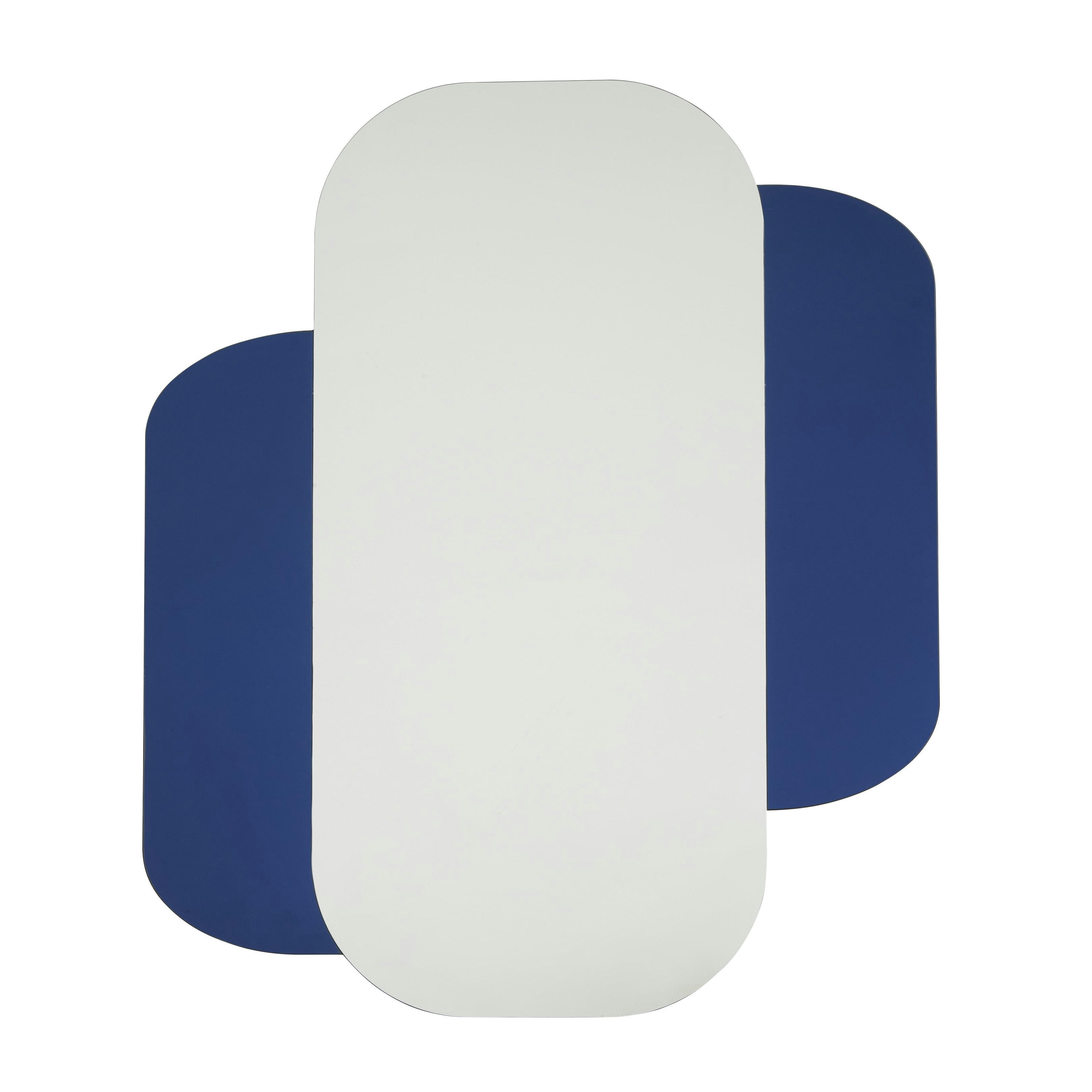 ENOLA - Miroir déstructuré transparent et teinté bleu 100x120