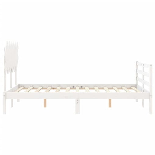 NNEVL Bed Frame with Headboard White 137x187 cm Double Solid Wood