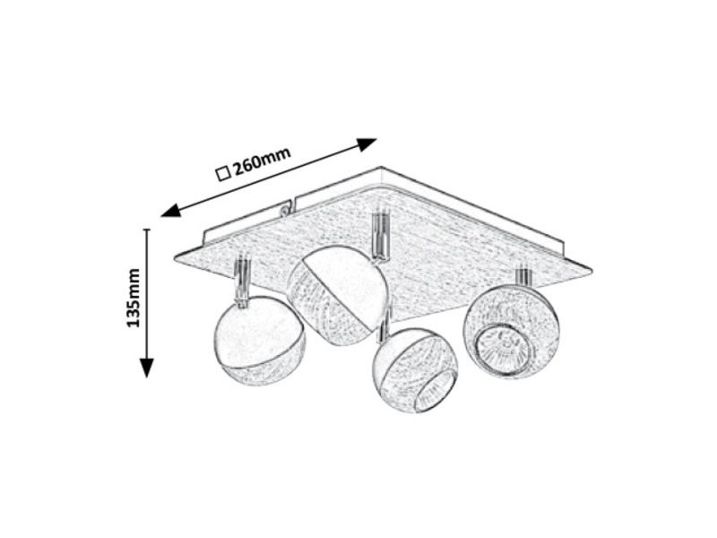 Spot kwadratowy dąb Arthur 4xGU10x10W wym:13,5x26x26cm IP20 Rabalux