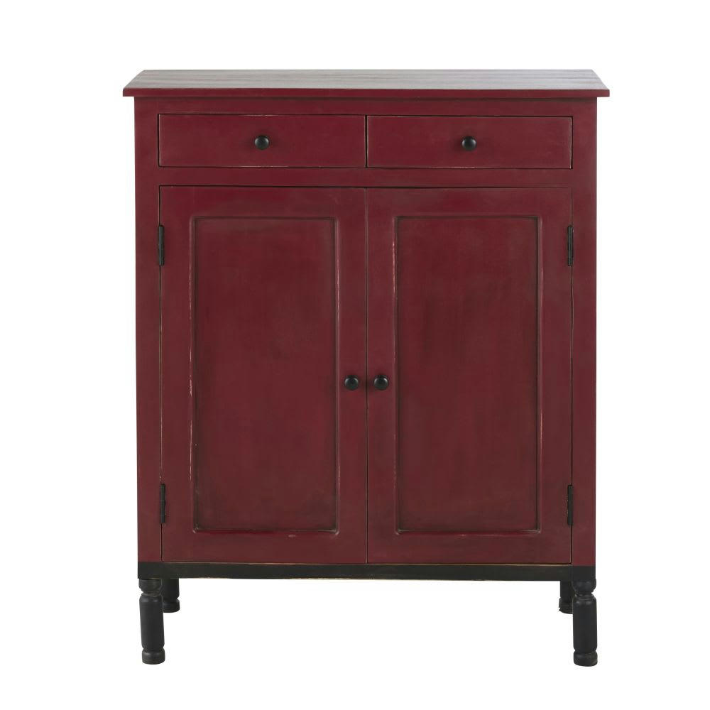 Tiago - Buffet 2 portes 2 tiroirs rouge cerise