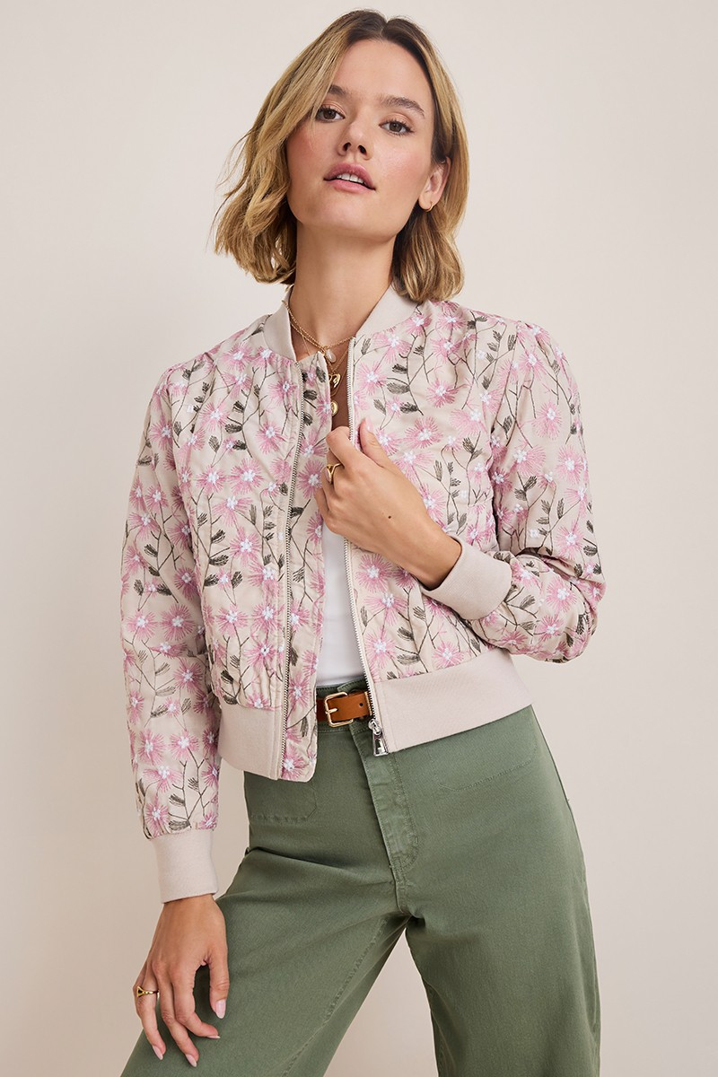 Meagan Floral Embroidered Bomber Jacket