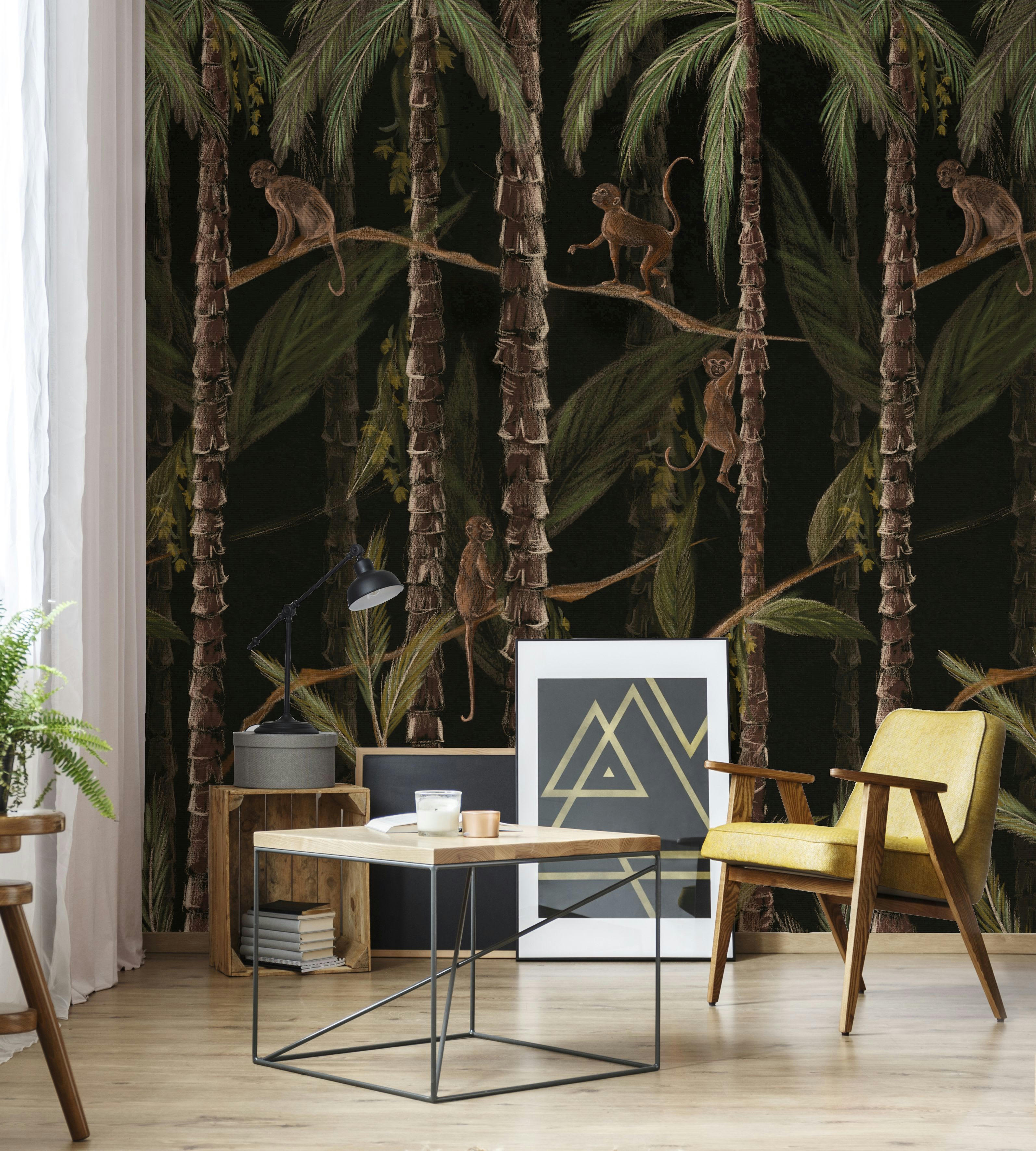 - fresque panoramique monkey jungle vert marron 200x280cm