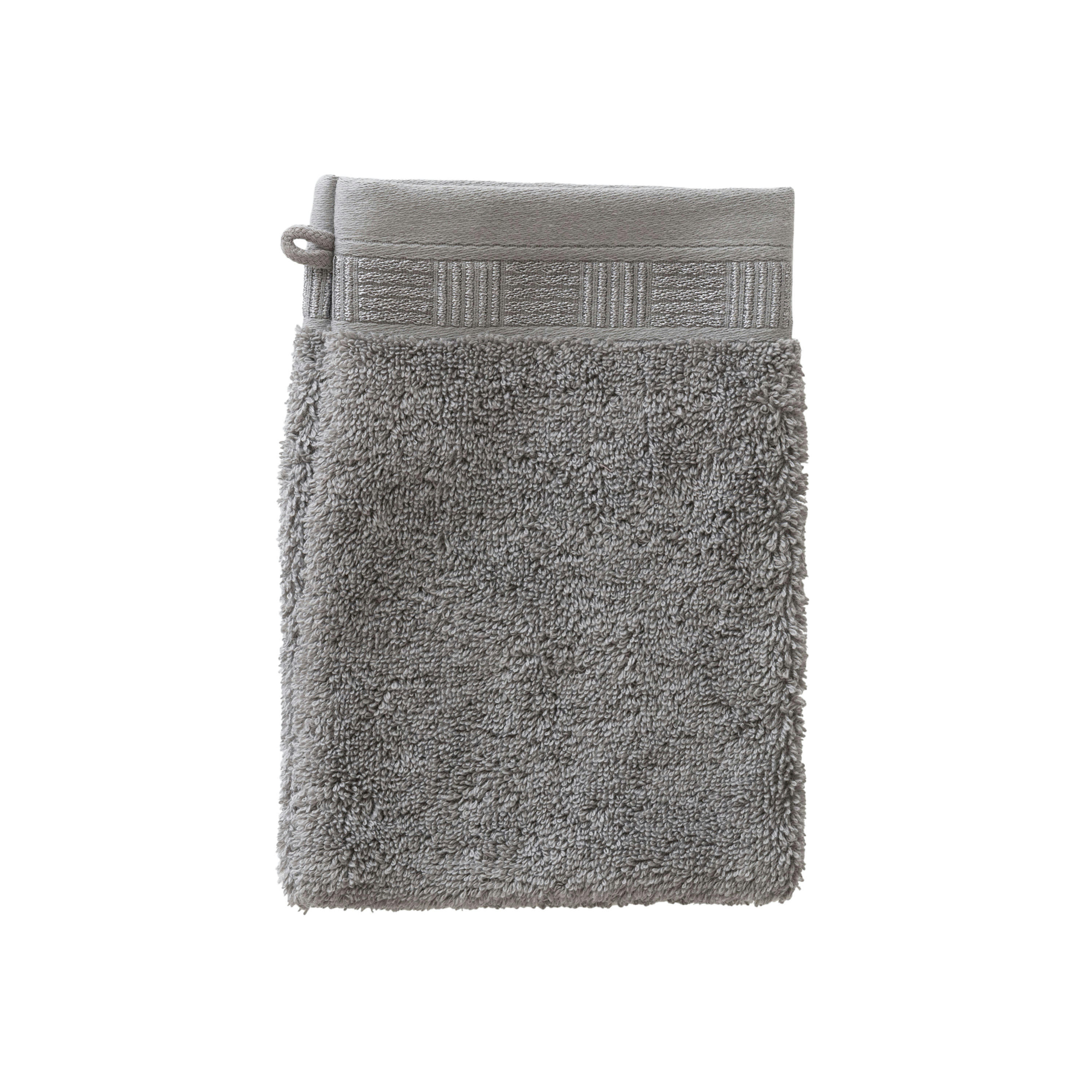 TITANE - Gant de toilette Gris Etain bouclette jacquard gris 15 x 21 cm