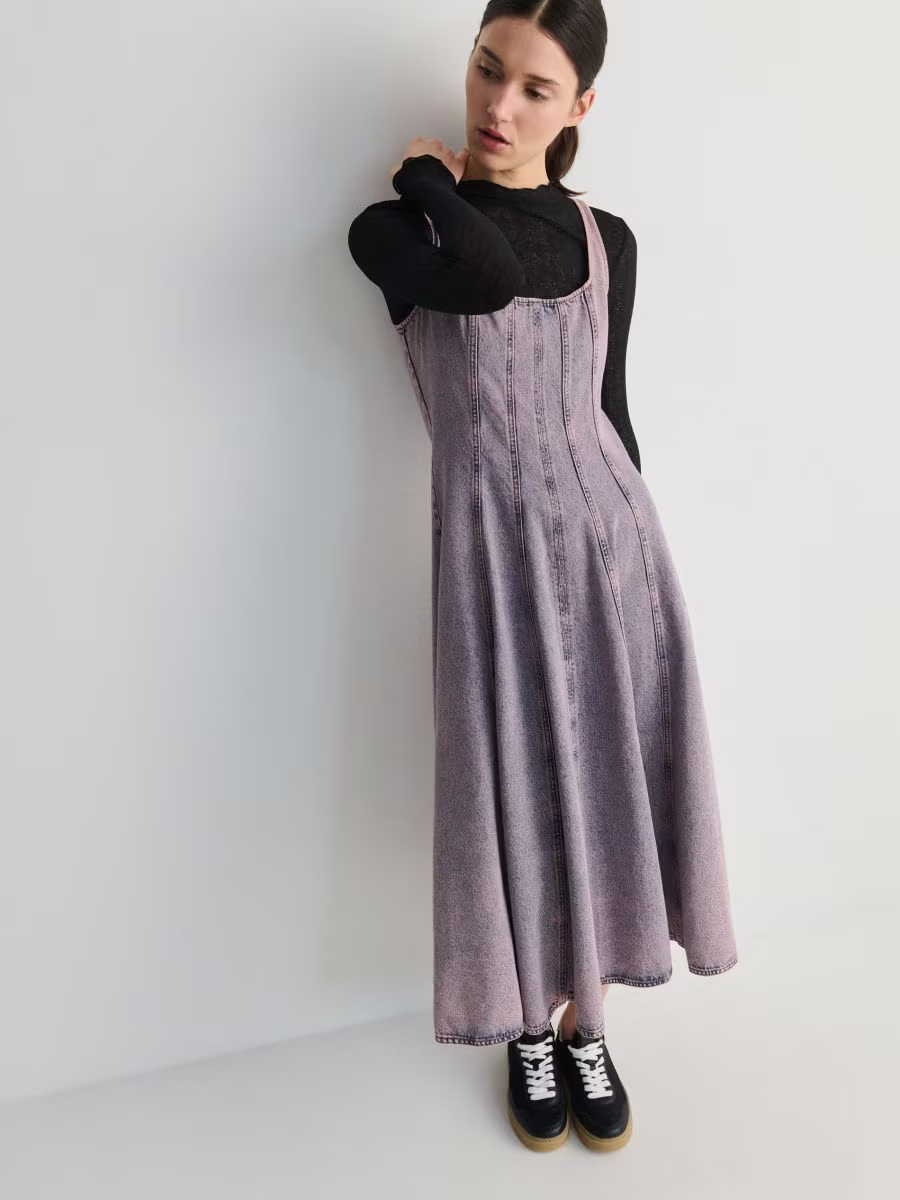 Denim Dress With Stitching