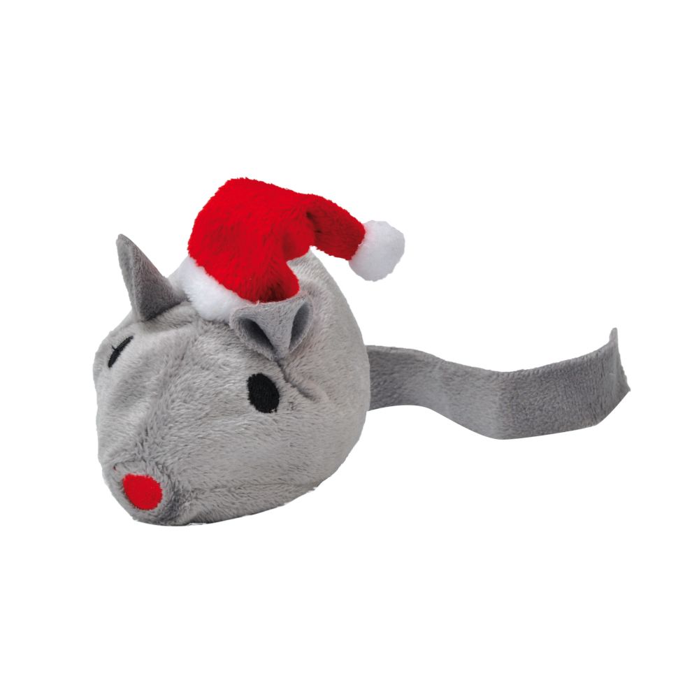 Aumüller Valerian Mouse with Santa Hat Cat Cushion Toy
