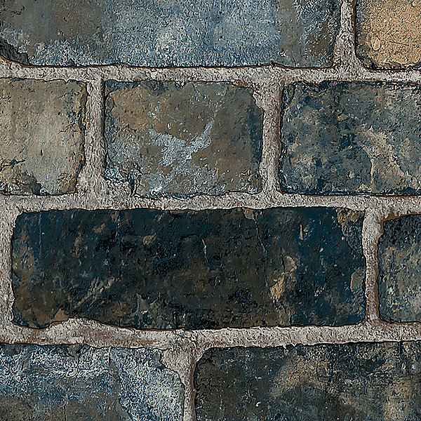 Papier peint à motif vinyle intissé GoodHome Elba aspect terre cuite bleu marine et ocre