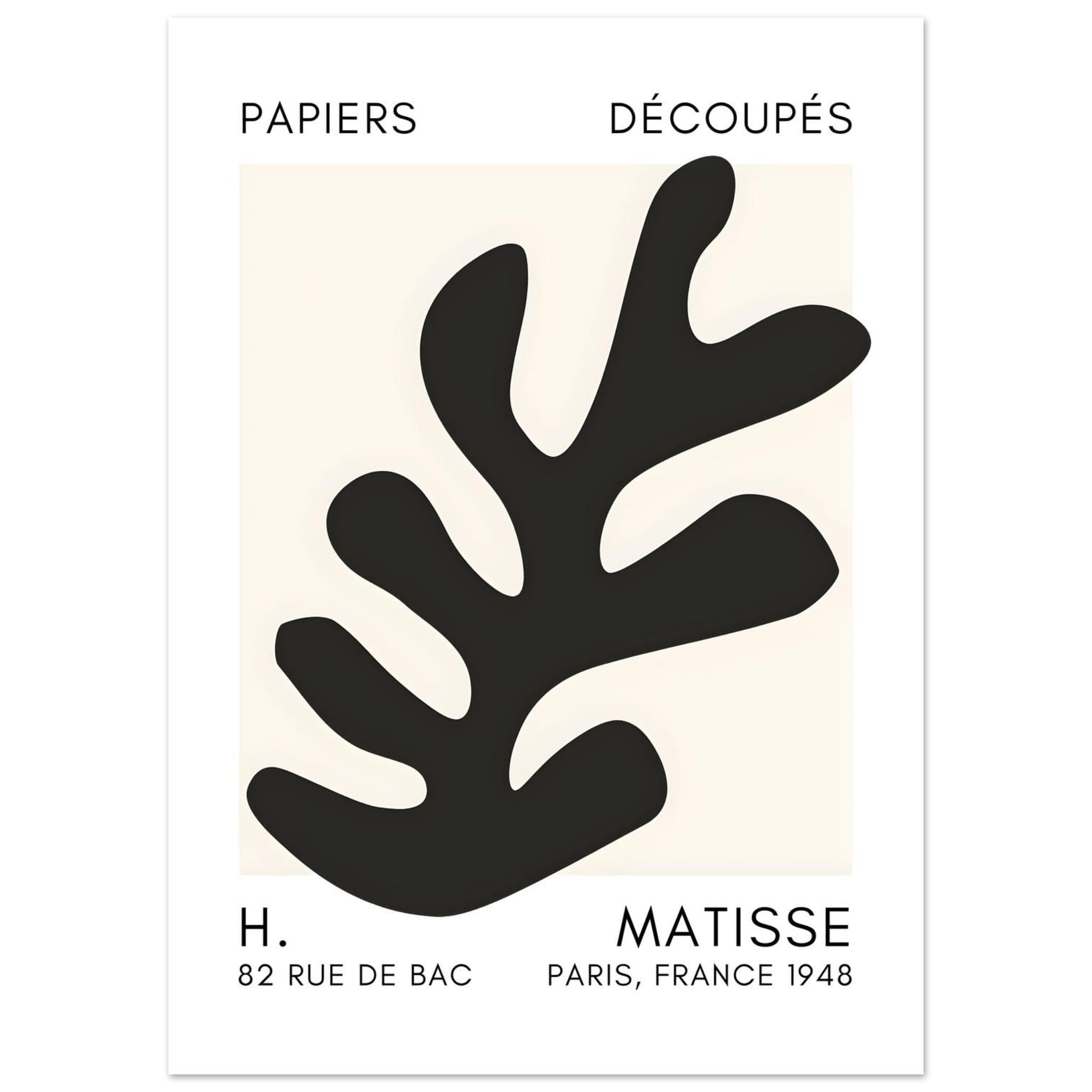 Artfulprints Poster Matisse – Ocean petals black  - 50x70 cm - Zwart