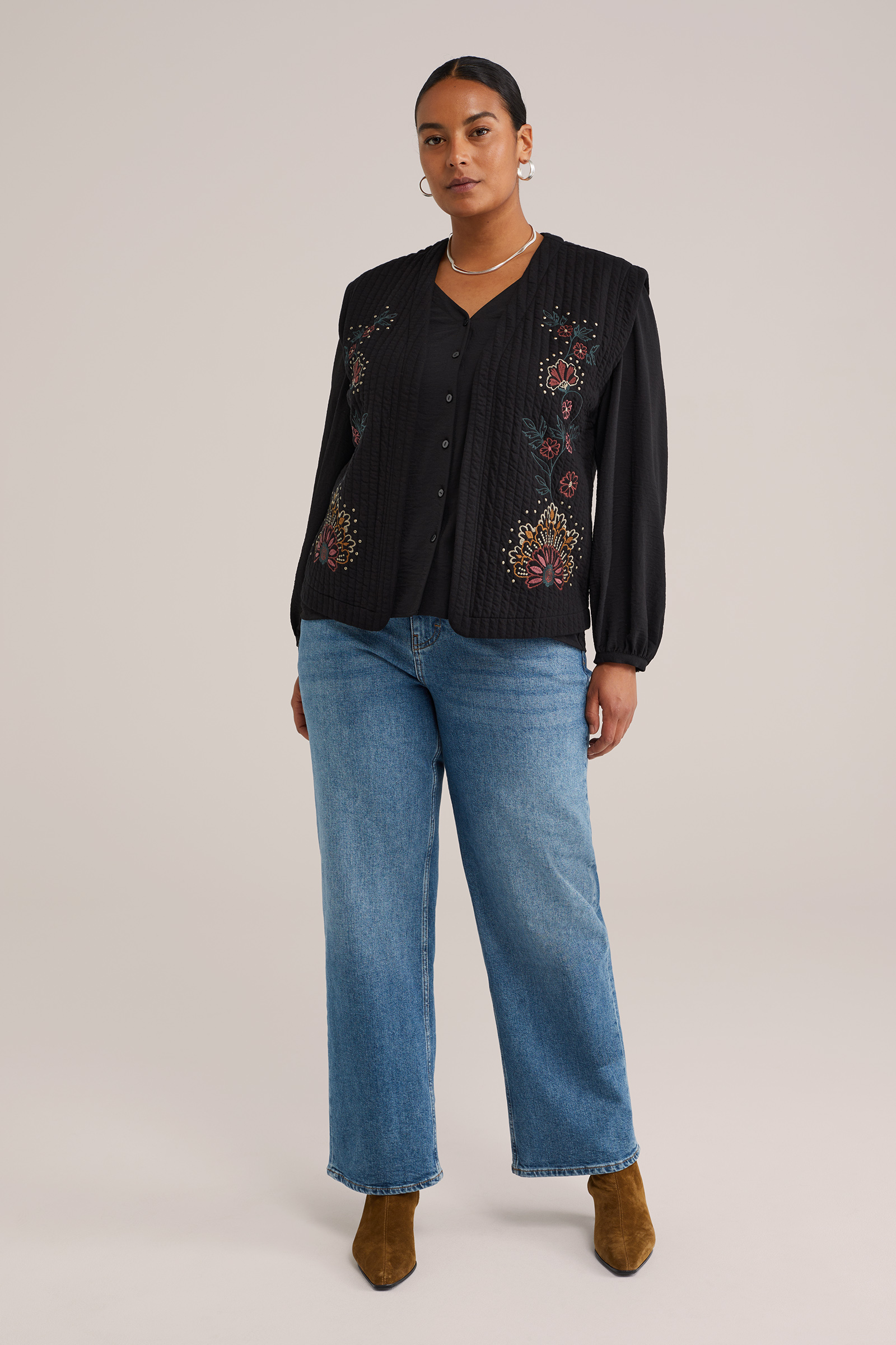 Dames blouse met V-hals - Curve