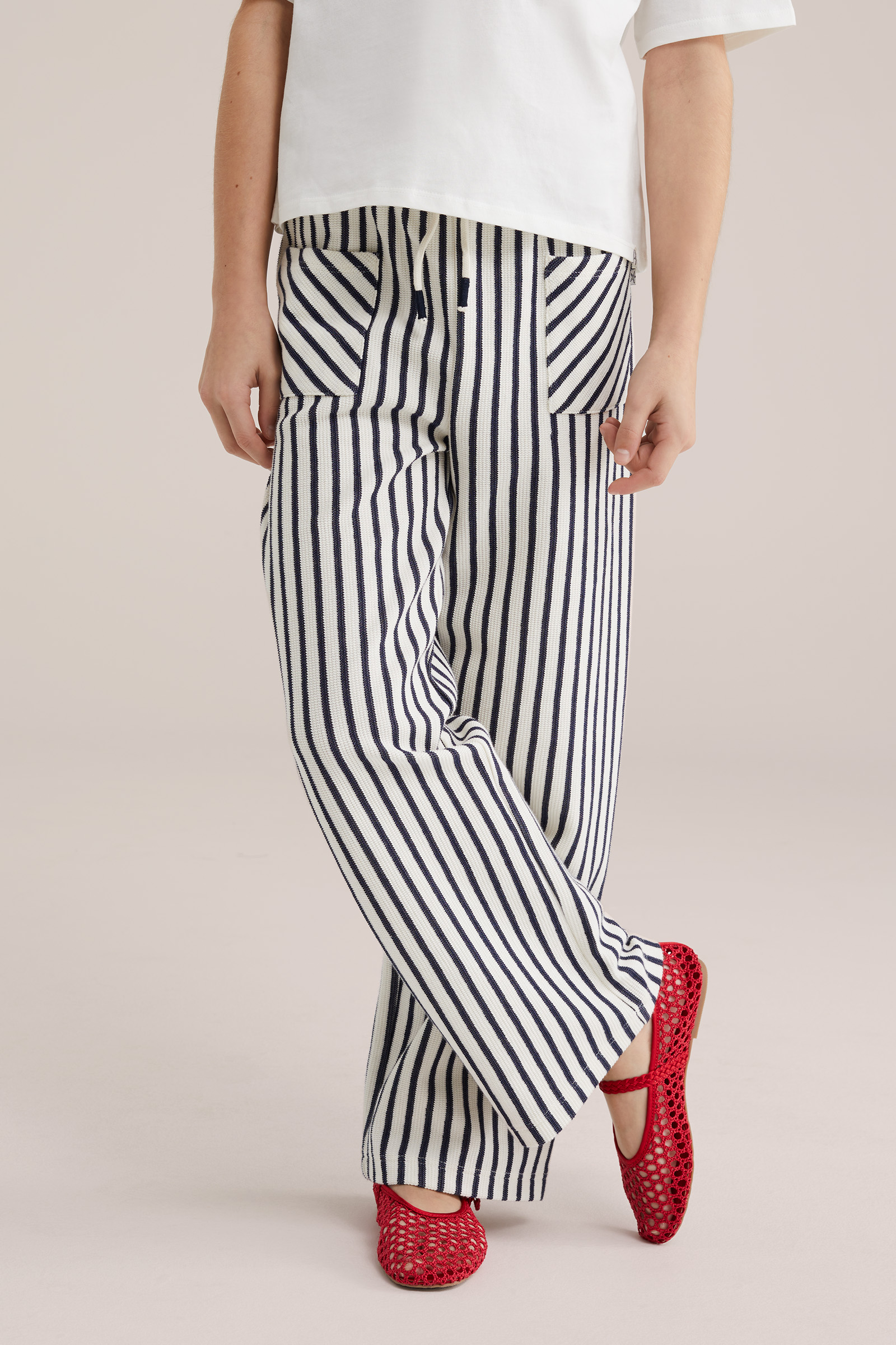 Meisjes wide leg broek met streep