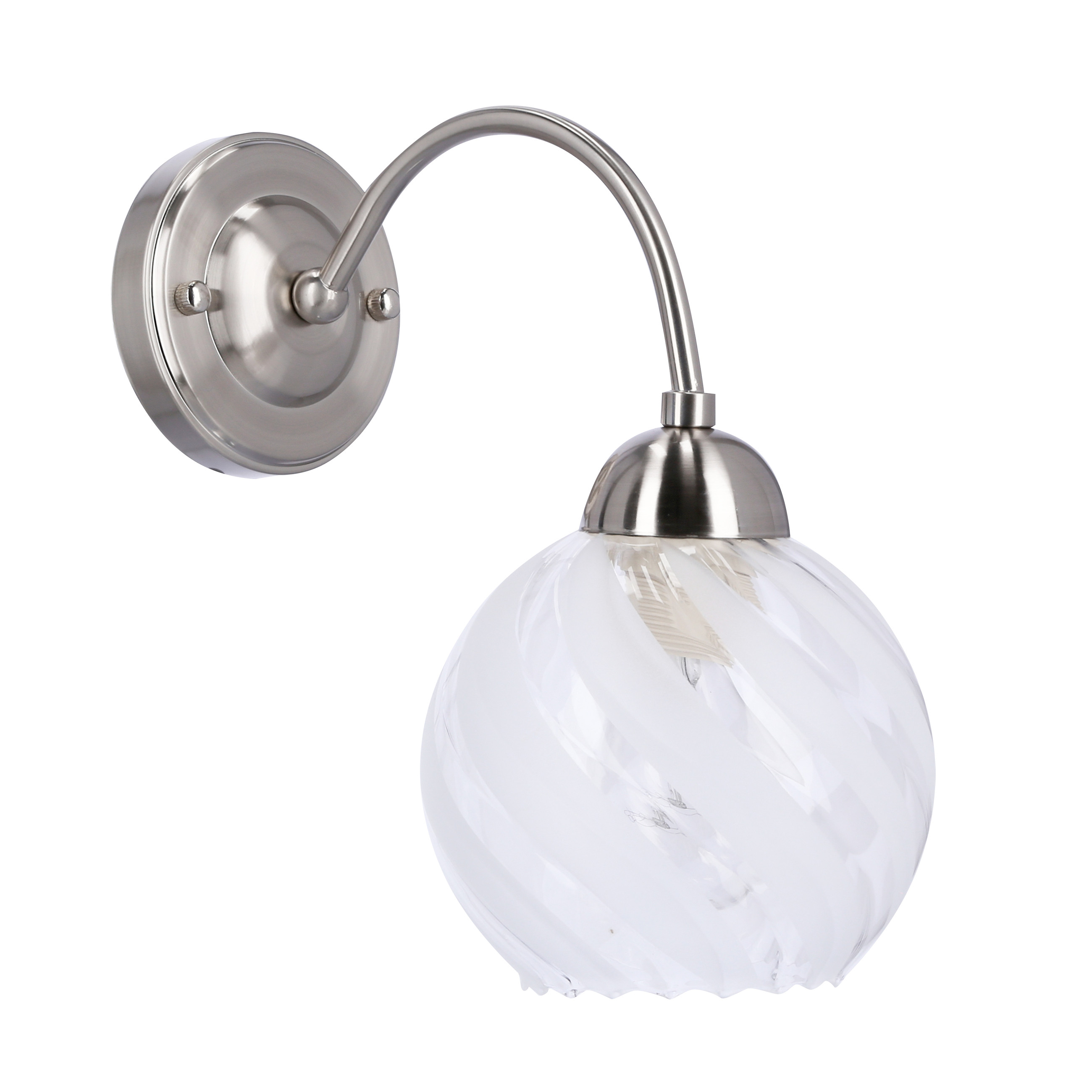 Lampa kinkiet BAIDA satynowy 1x60w e27 klosz matowo transparentny