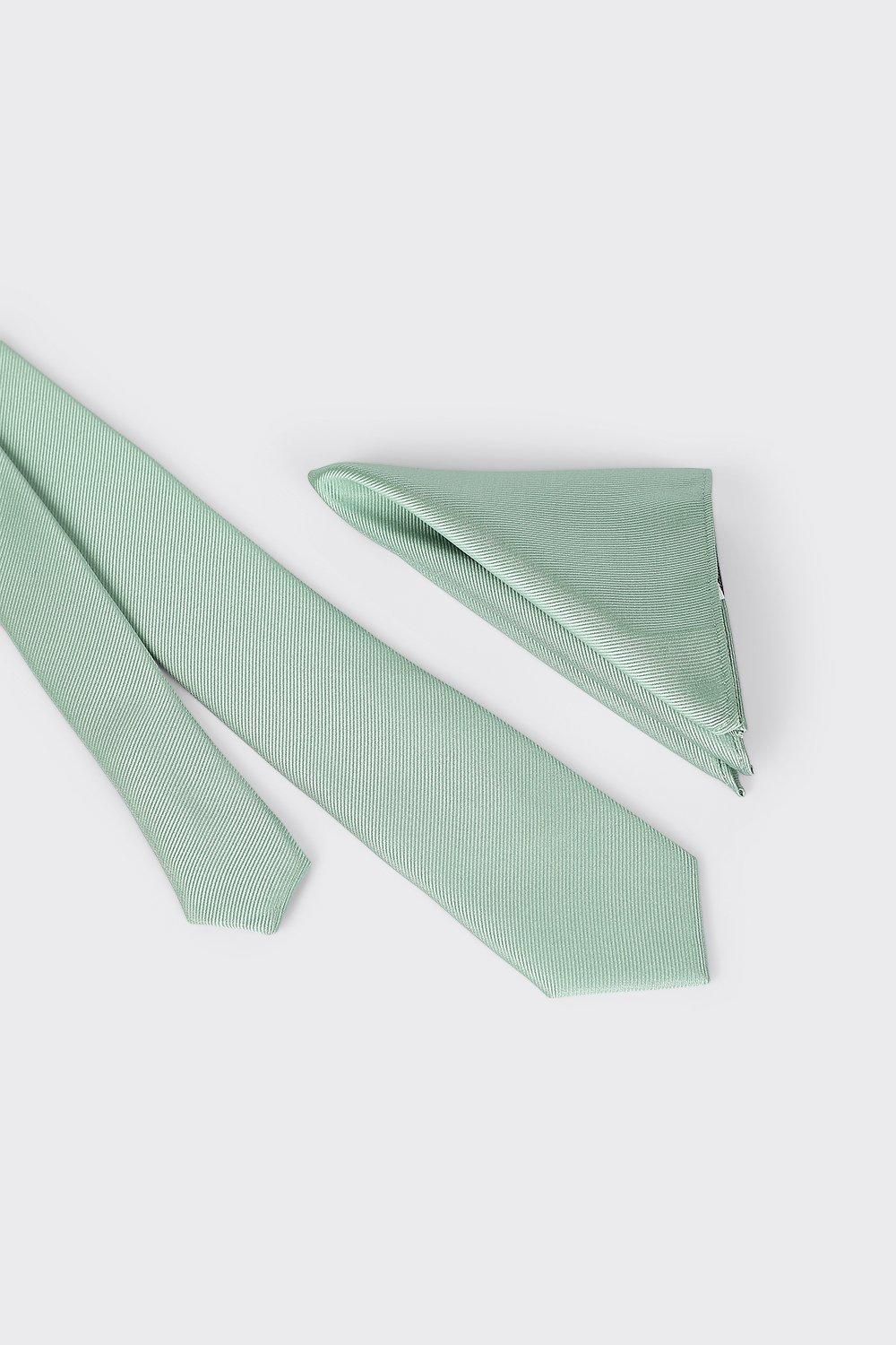 Burton Sage Tie And Pocket Square Set