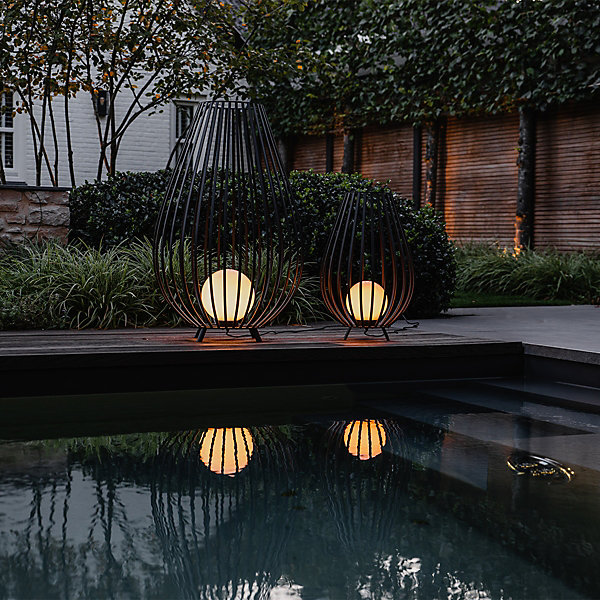 Lampadaire design noir avec opale 70 cm - Angela