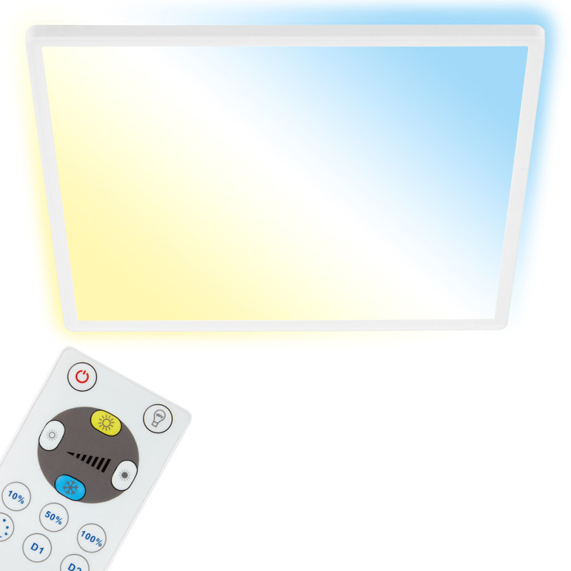 Plafonnier LED Slim blanc 42 x 42 cm blanc dimmable 3000 lm 22 W BRILONER