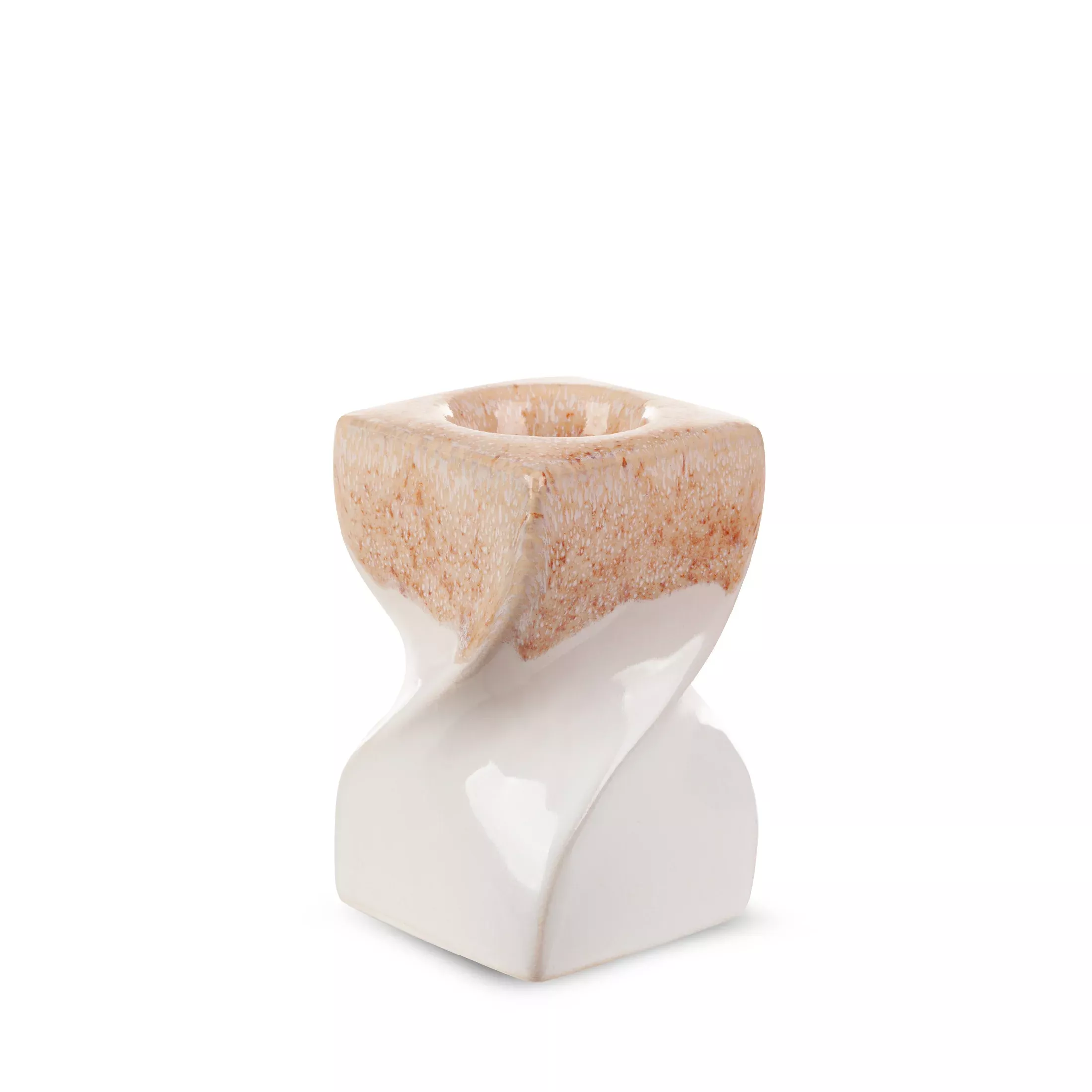 Świecznik ceramiczny kremowo-beżowyz efektem ombre 8x8x12 cm RUBEN