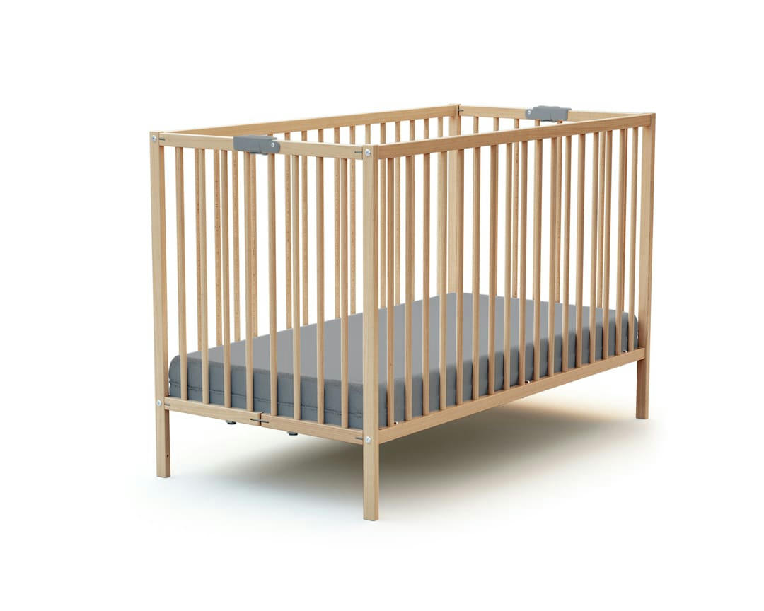 - Lit bébé pliant 60x120 hêtre verni