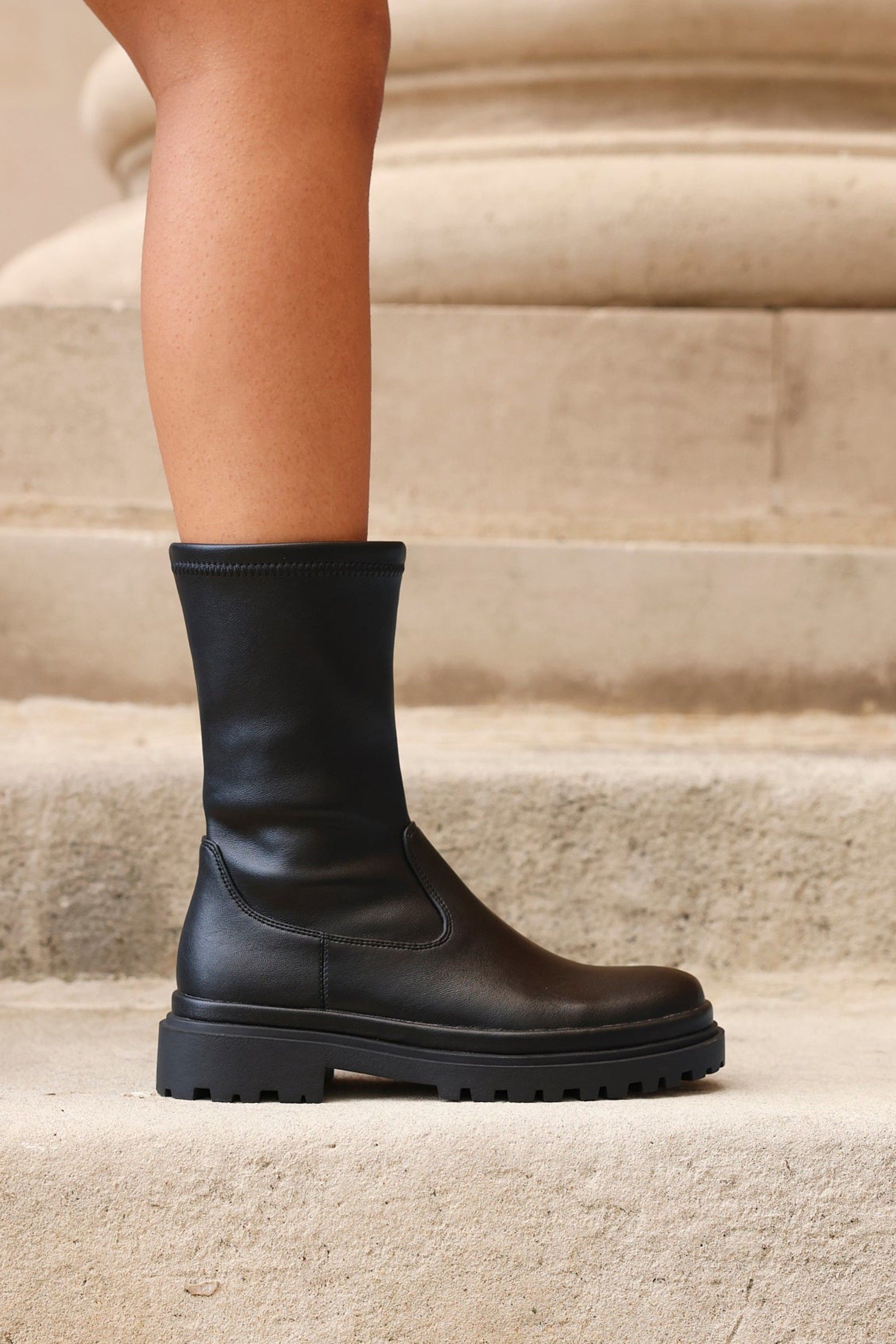 Linzi Edge Black Platform Ankle Boots
