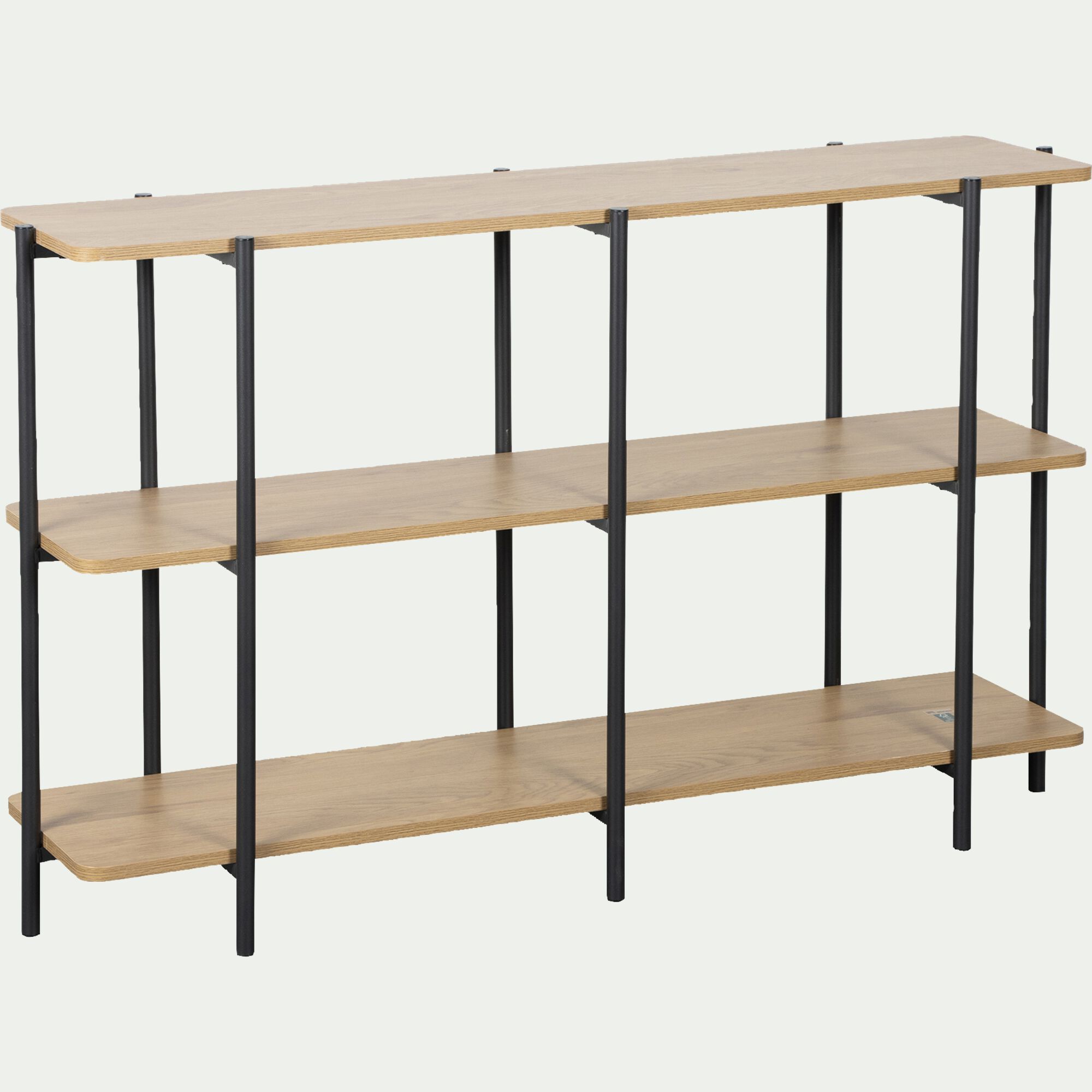 IZZY - Bibliothèque en bois et fer noir l120cm - bois clair