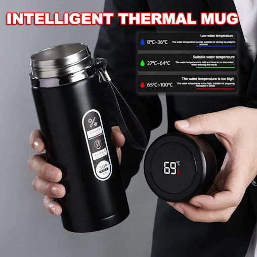 NNEOBA Thermos Bottle with LED Display Stainless Steel
