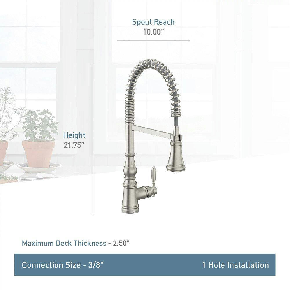 Moen® Weymouth Single Handle Spring Pull Down Spot-Resist Sprayer Kitchen Faucet with Power Boost, Stainless Steel