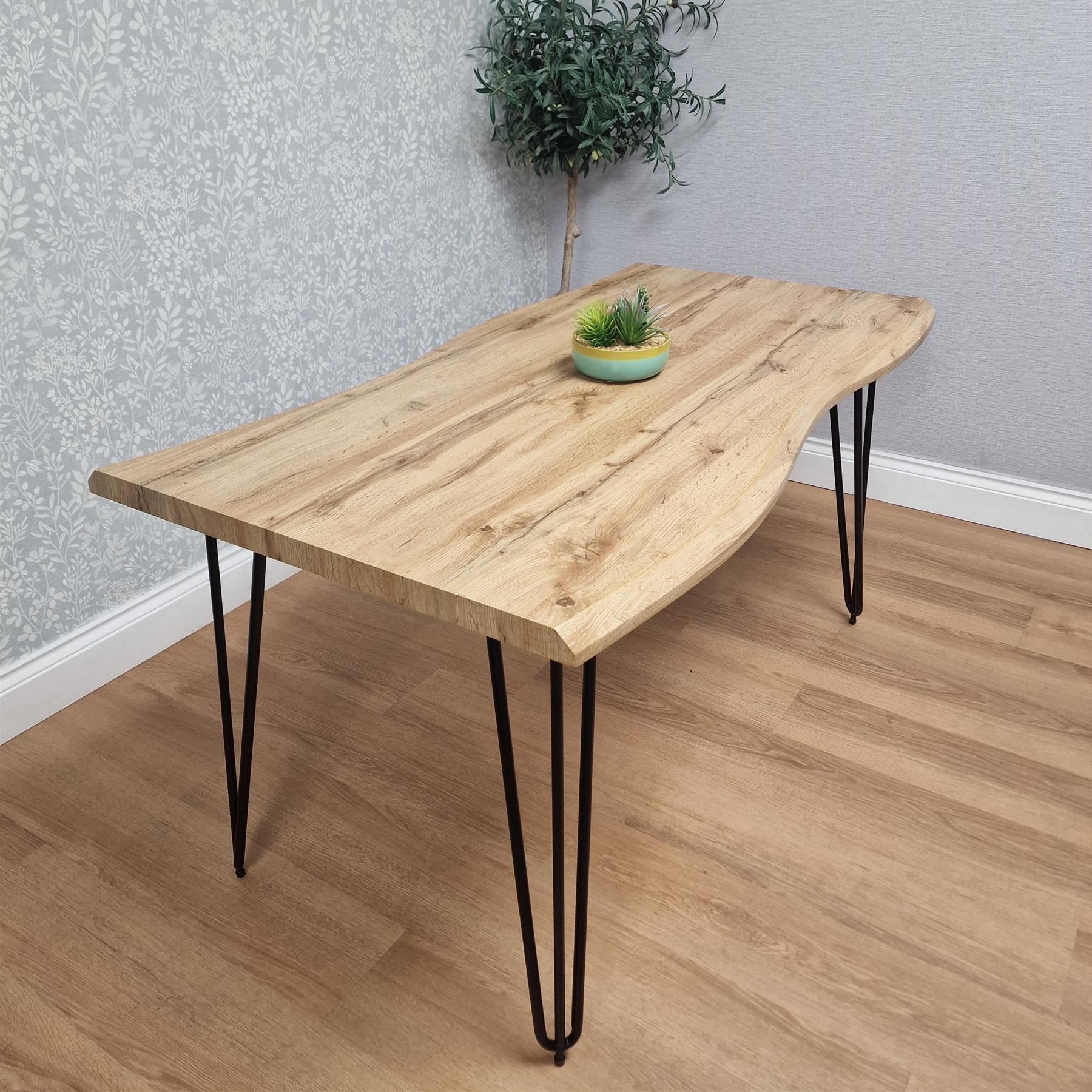 KOSY KOALA 140cm Dining Table with Hairpin Legs & 4 White Dining Chairs Set