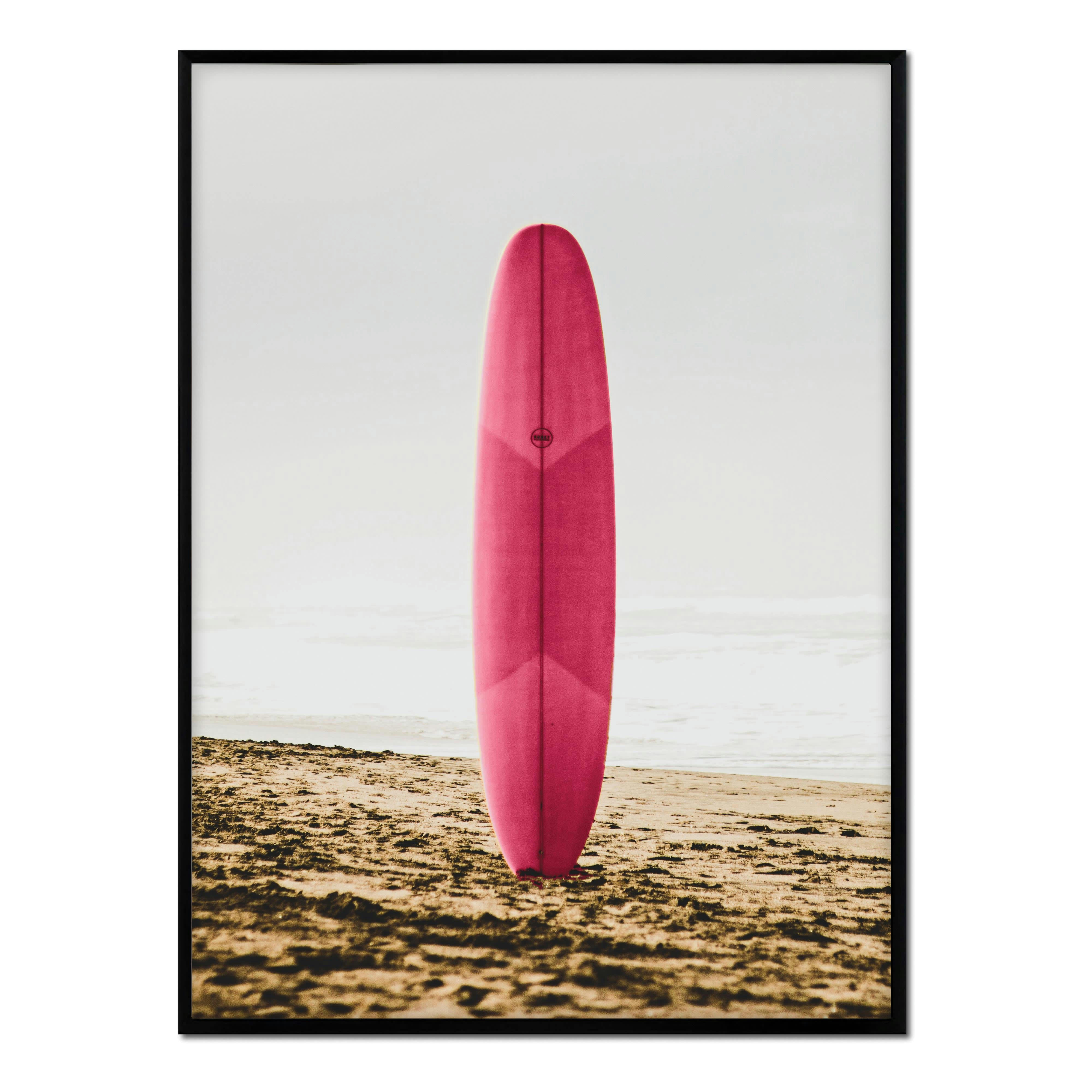 PLAYA - Affiche avec cadre noir - Tableau Fuchsia - 30x40