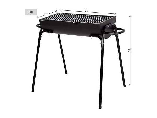 Barbecue charbon table horizontal aktive acier noir 91 x 71 x 33 cm