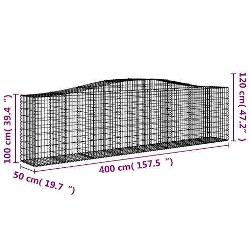 NNEVL Arched Gabion Baskets 3 pcs400x50x100/120 cm Galvanised Iron