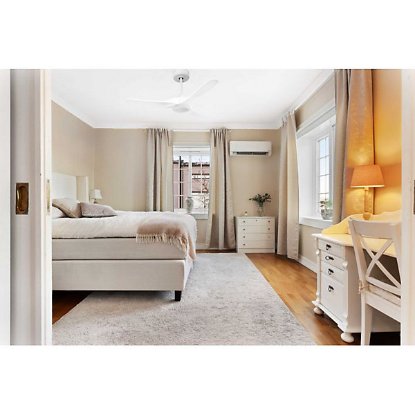 Ouray 2de Klassfan - Ventilateur de plafond et destratificateur moteur DC Blanc avec lumière pales bois blanc 10 à 20 m²