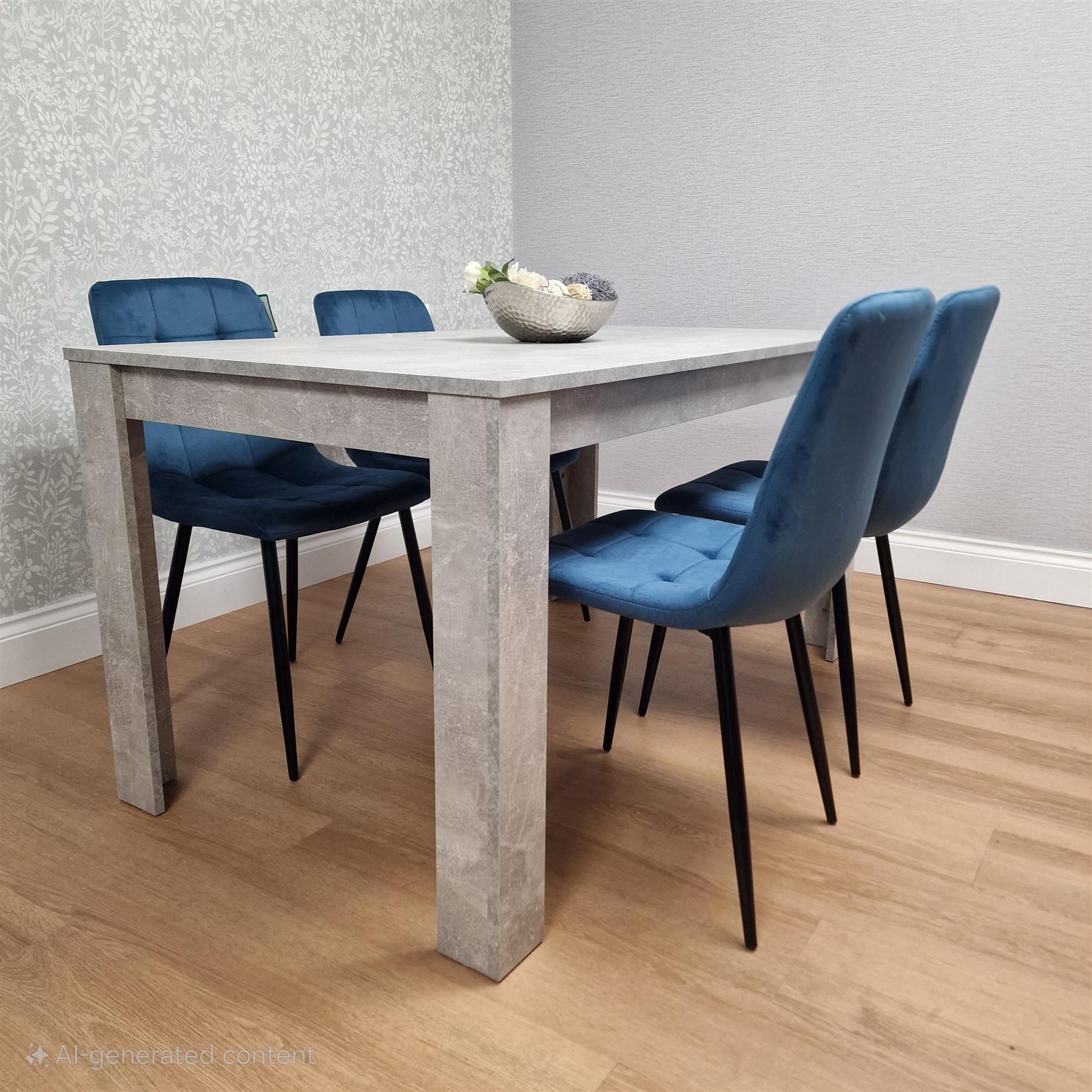 KOSY KOALA Modern Grey Dining Table Set with 4 Velvet Chairs Dining Furniture