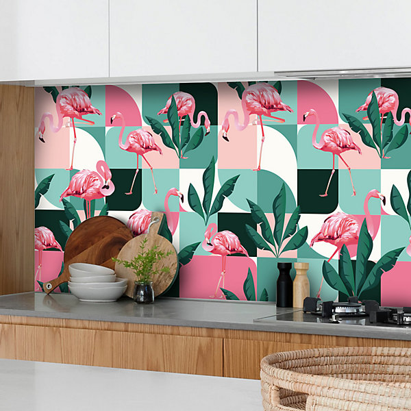 Crédence adhésive flamant rose 30x70 cm