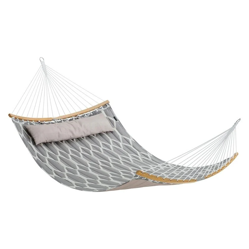 Quilted Hammock with Curved Bamboo Spreaders, Pillow, 78.7 x 55.1 Inches - 78.7L x 55.1W