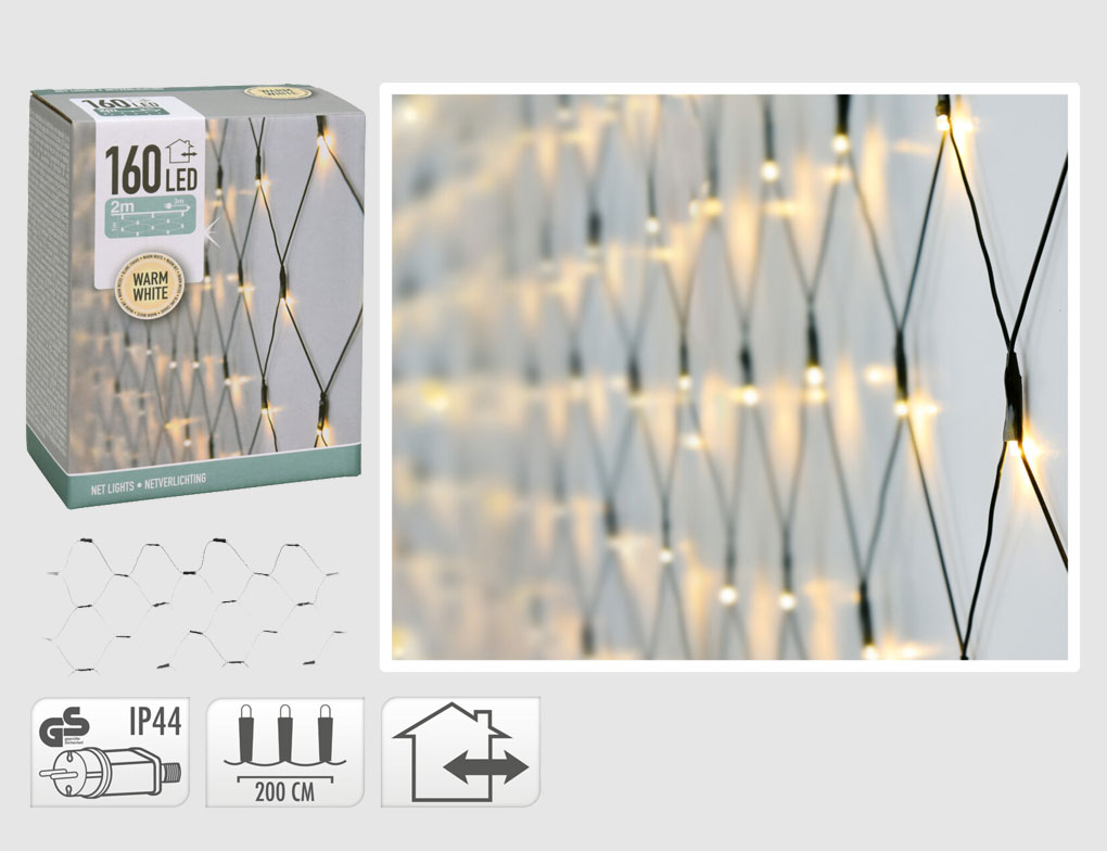 Lichternetz LED Warmweiß 160 Outdoor 2x1m