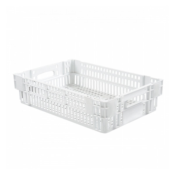 Caisse ajourée empilable emboitable 600 x 400 x 145 mm - 27 L - blanc