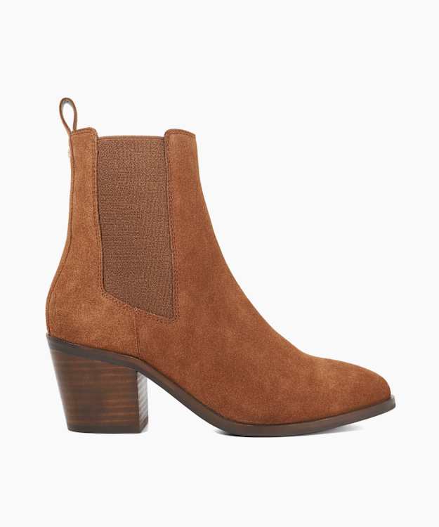 Pasil Tan - Almond Toe Block Heel Ankle Boots