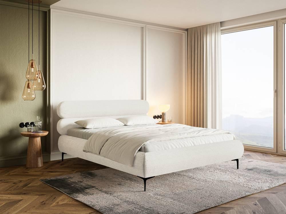 Bedframe Comella 160 x 200 cm ribstof met opbergruimte